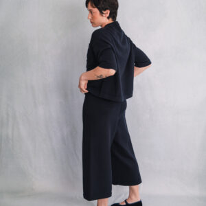 Knitted culottes in Dark Navy Blue with patch pocket