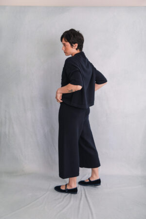 Knitted culottes in Dark Navy Blue with patch pocket