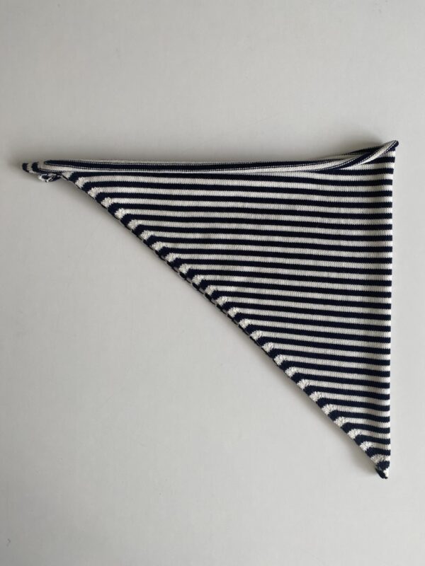 Knitted striped triangular neck scarf