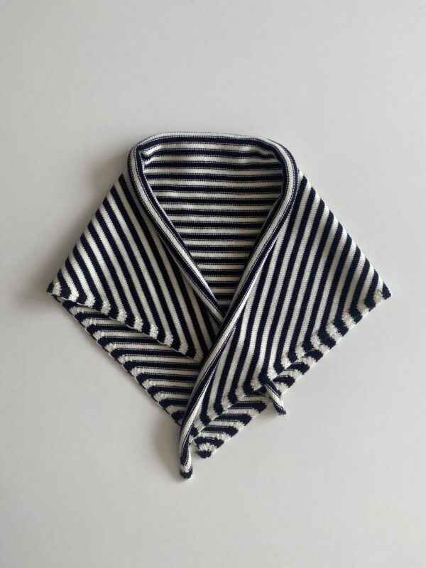 Navy and Whites striped triangular scarf