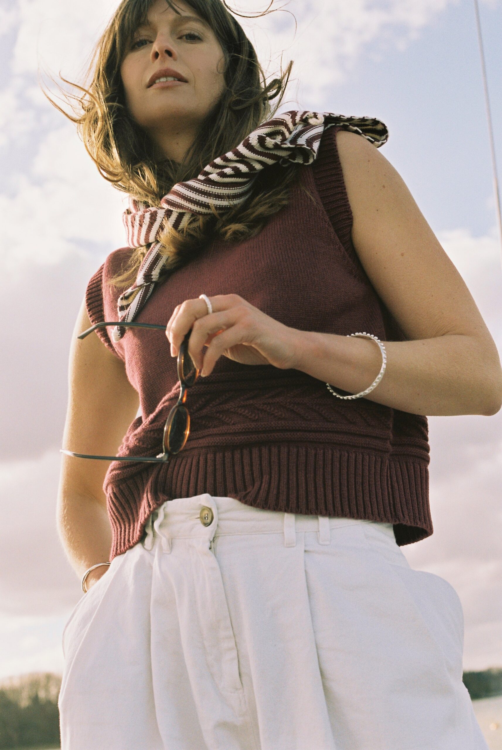 The Winterton Large Striped Triangle Scarf - Image 4