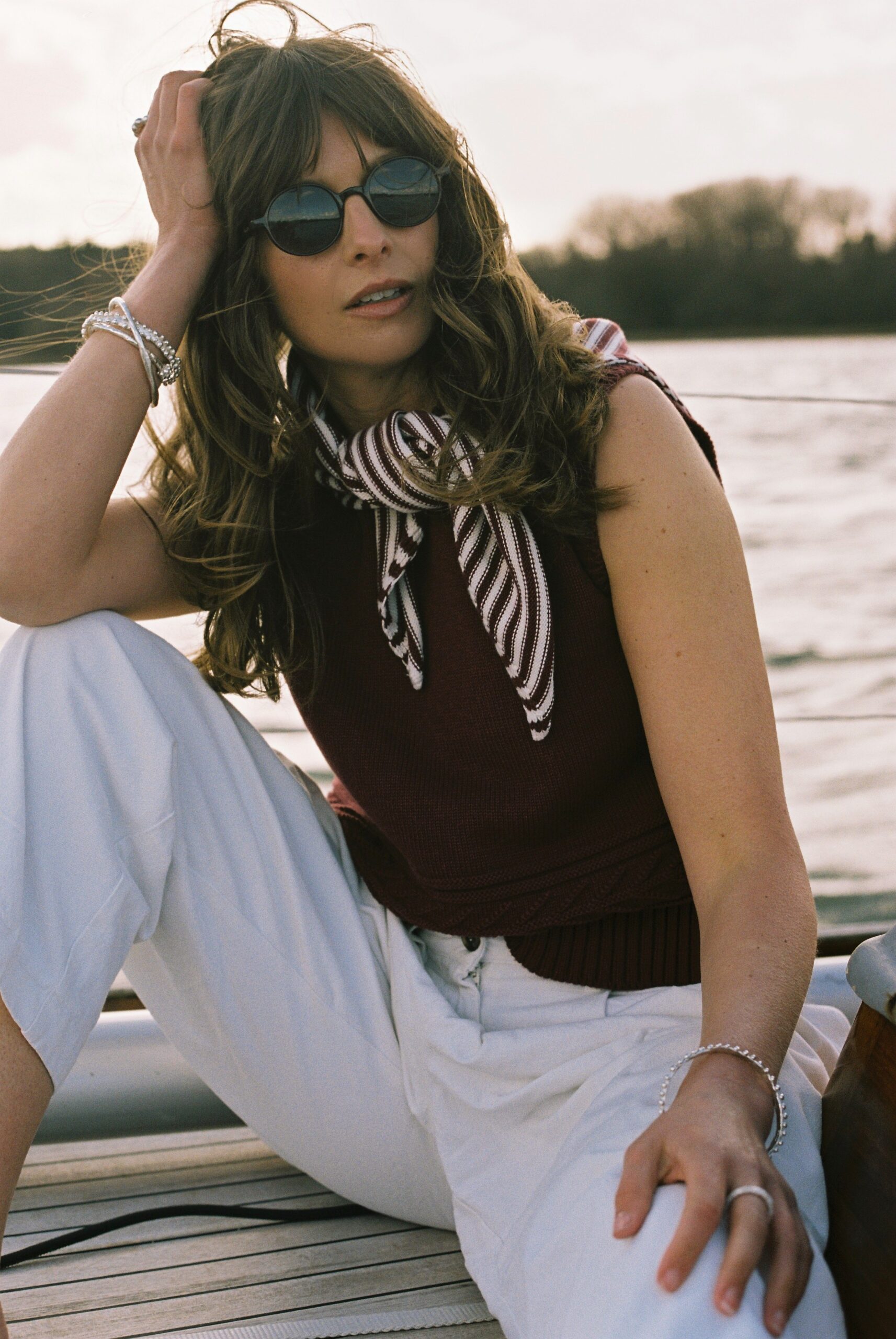 The Winterton Large Striped Triangle Scarf - Image 3