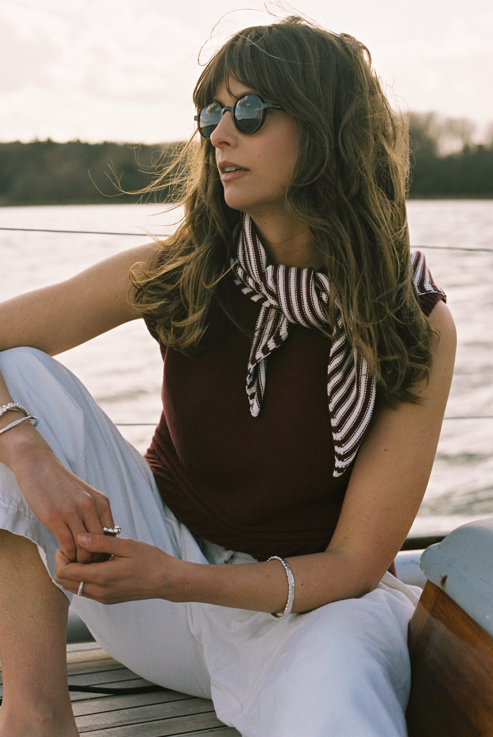 The Winterton Large Striped Triangle Scarf - Image 7