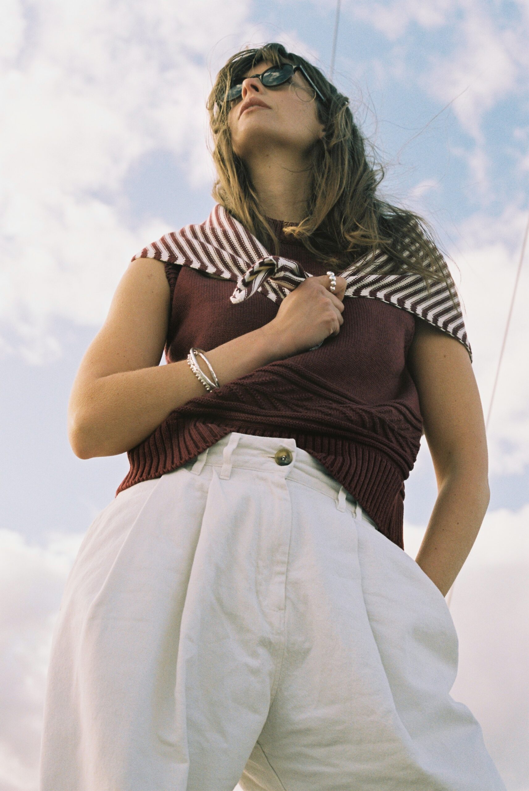 The Winterton Large Striped Triangle Scarf - Image 5