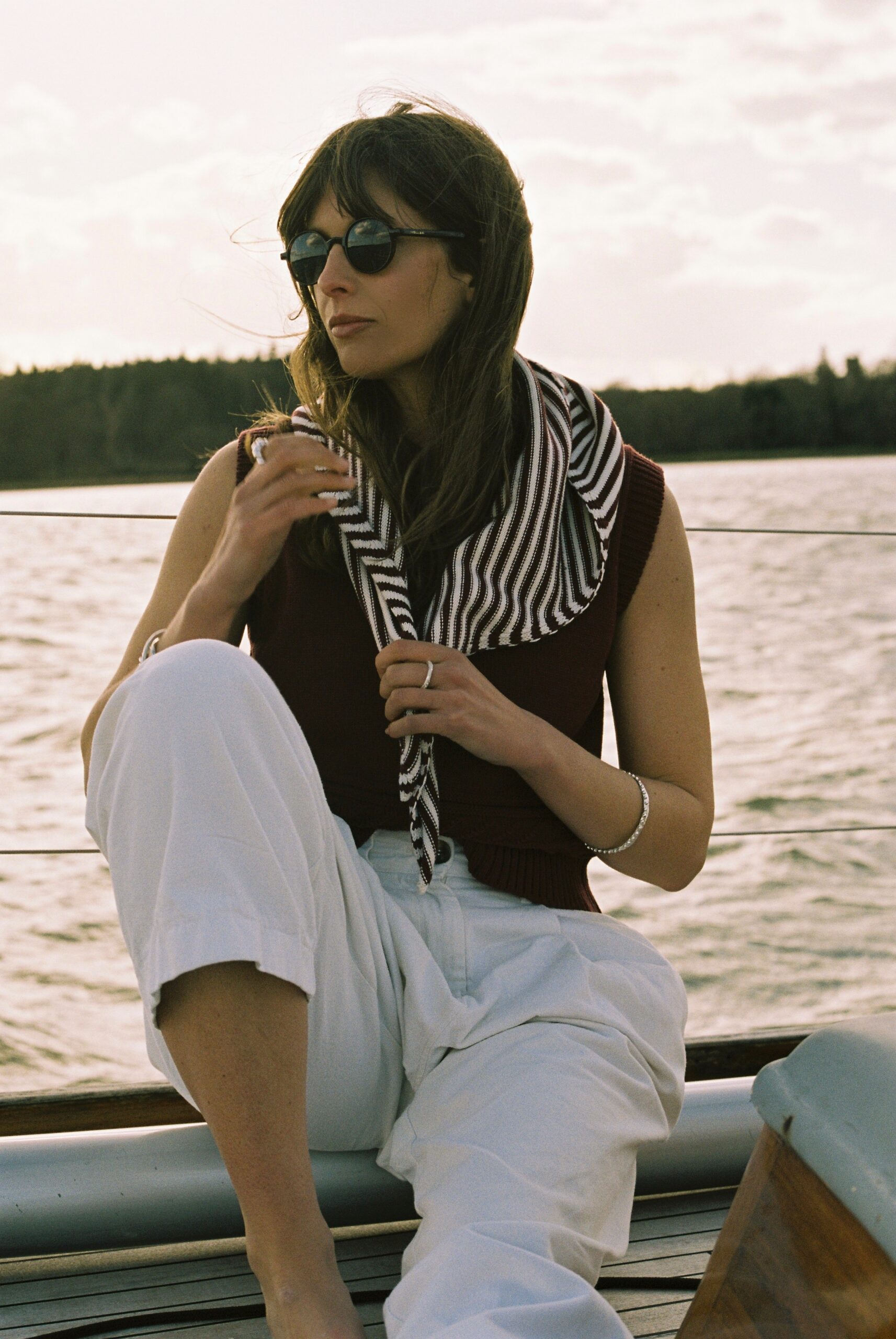 The Winterton Large Striped Triangle Scarf - Image 6