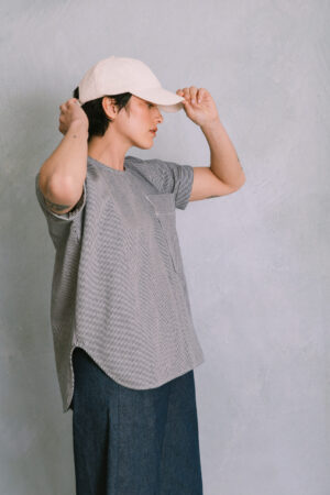 Striped cotton smock top