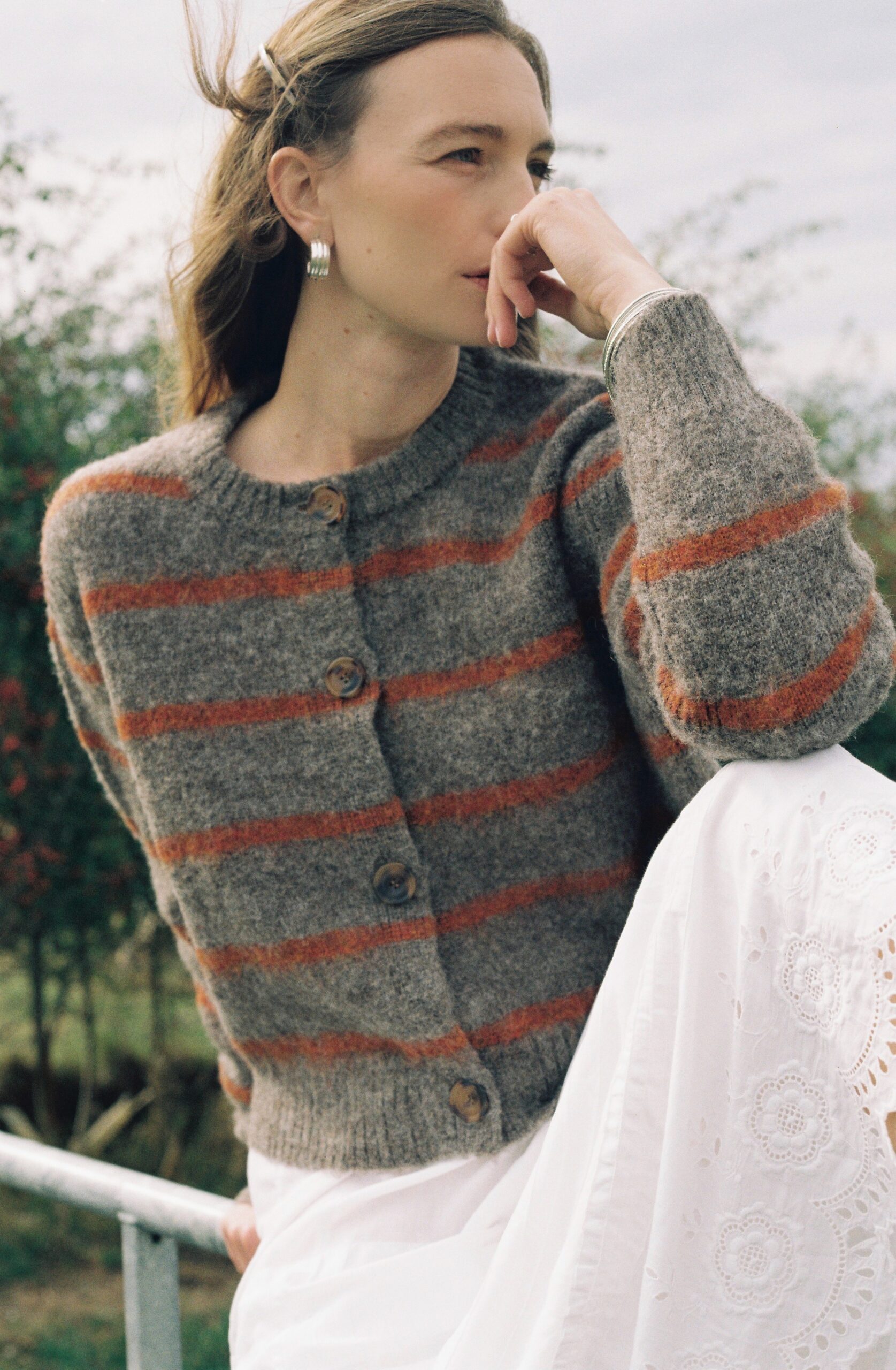 Eliza brushed stripe short cardigan - Image 2