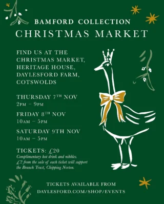 ♥️💚 Join us at the Bamford Collection Inaugural Christmas Market, at @daylesfordfarm this Thursday, Friday and Saturday!

🌲What could be a more inspiring start to your Christmas shopping than a visit to Daylesford Farm?!!

Browse festive food, drink, gifts, homewards and more from a curated selection of stalls and enjoy seasonal food and drink available to sample and buy as you browse, from Daylesford’s own farm and further afield.

♥️🎀 I’ll be bringing my Christmas Capsule (scroll the carousel), my new 100% alpaca pieces and lots of gifting ideas for you to try on and see in real life! 

✨ Daylesford is inspiring at any time of the year but at Christmas it is a truly magical place to be! I can’t wait to welcome you later this week!

Let me know if there’s anything in particular you’d like to see, so I can be sure to bring it with me xx

#charlknits #everyjumpertellsastory #christmascapsule #christmasjumper #britknits #britishbrand #britishwool #shopsmall #cotswoldchristmas #daylesford